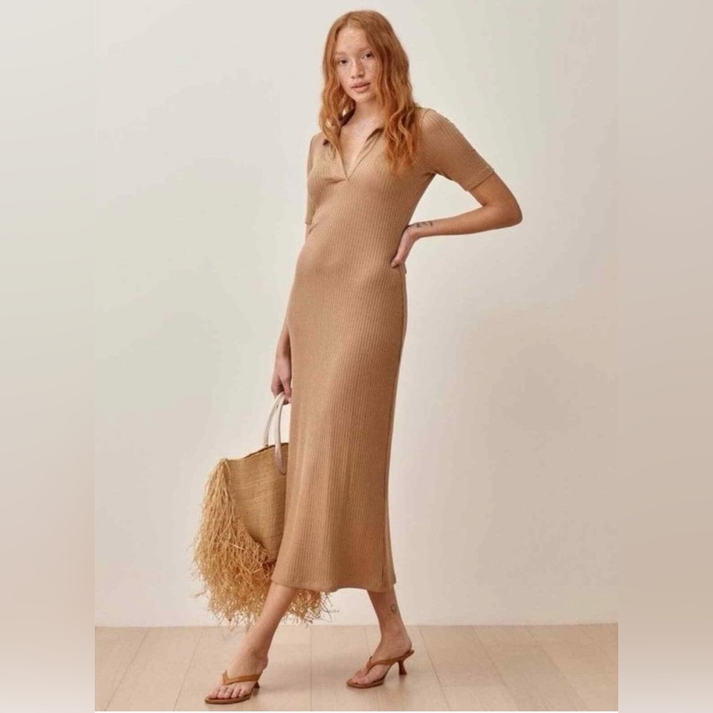 REFORMATION Diane Ribbed Dress in Marble. Small. NWOT.
